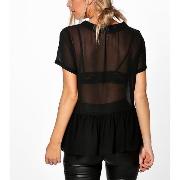 Boohoo Frill Sheer Top - Picture 2 of 4